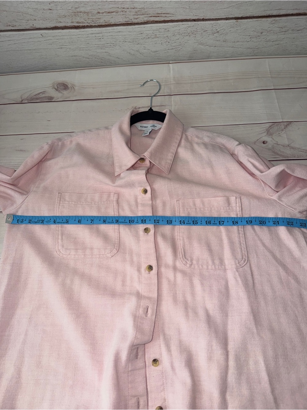Old Navy The Boyfriend Shirt Pink Button Front Top Med/XL Oversized Cotton Blend - Picture 3 of 5